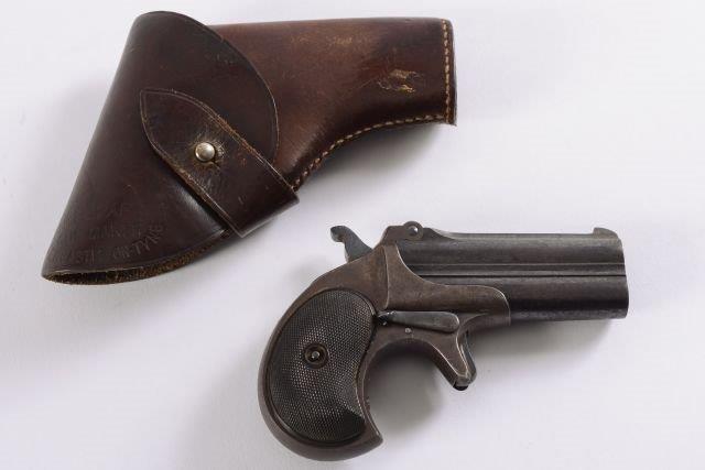 a remington double barrel over and under derringer.